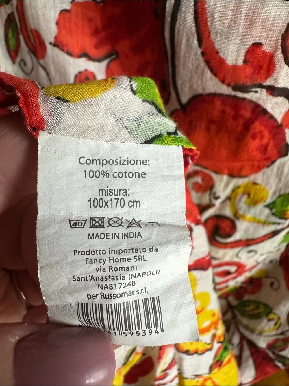 Italian Lemon Fruit Print Cotton Scarf Mediterranean Euro Summer Coastal Boho
